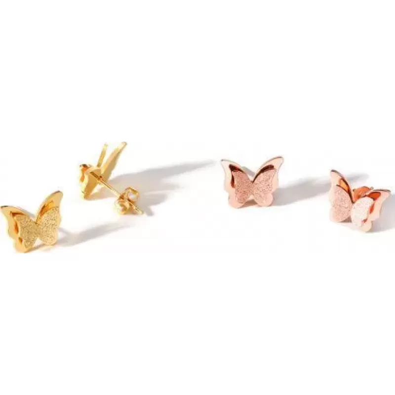 Женские серьги-гвоздики "Бабочки" из ювелирной стали Everiot SE-XP-3181