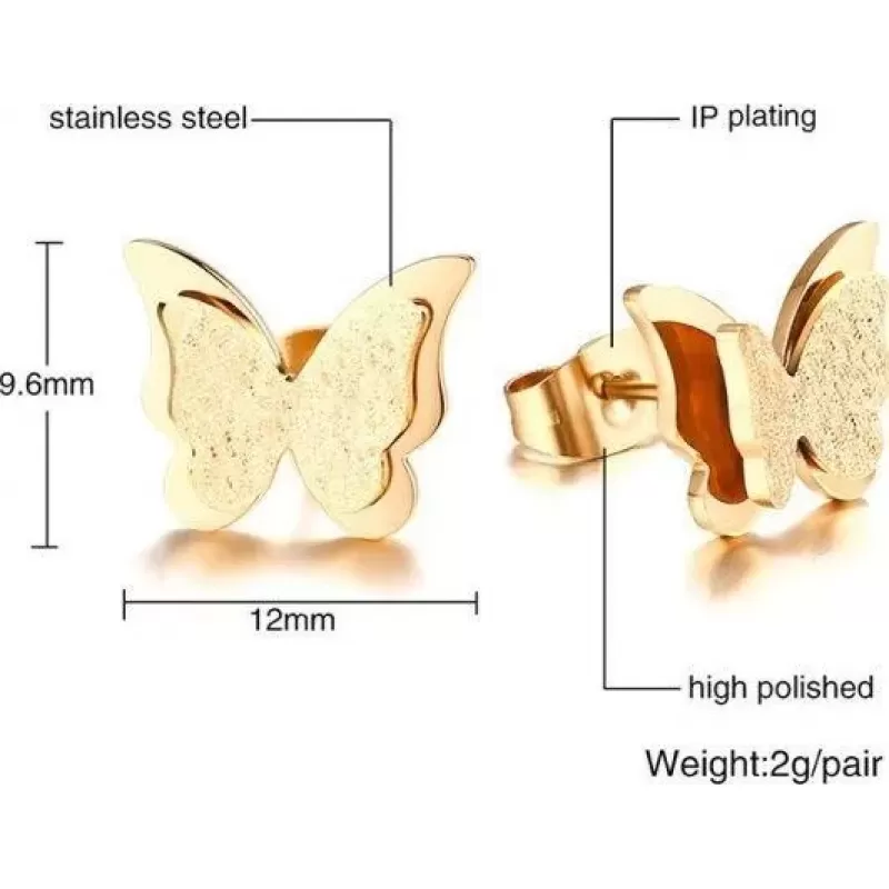 Женские серьги-гвоздики "Бабочки" из ювелирной стали Everiot SE-XP-3181