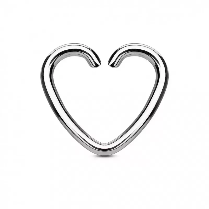 Серьга обманка для имитации пирсинга хряща уха, септума носа PiercedFish RSFX-08, клипса сердце из стали