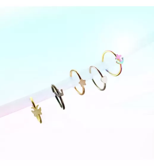 Серьга кольцо в нос, трагус, хеликс PiercedFish NOCR-10 в форме якоря