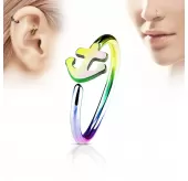 Серьга кольцо в нос, трагус, хеликс PiercedFish NOCR-10 в форме якоря