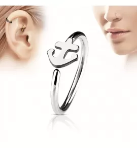 Серьга кольцо в нос, трагус, хеликс PiercedFish NOCR-10 в форме якоря