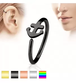 Серьга кольцо в нос, трагус, хеликс PiercedFish NOCR-10 в форме якоря