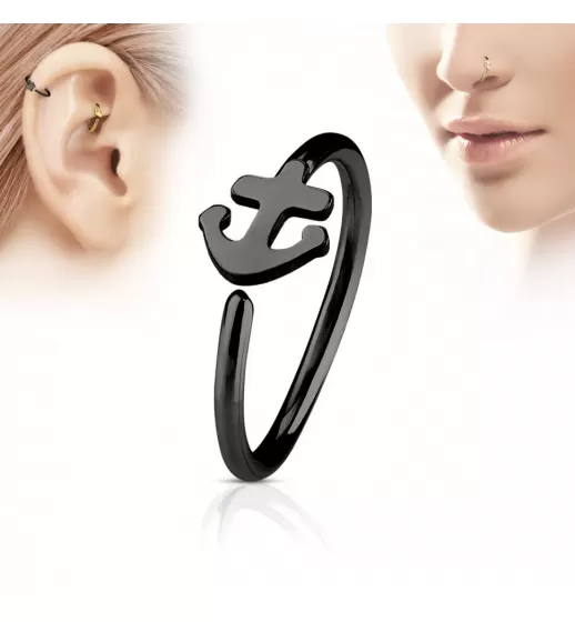 Серьга кольцо в нос, трагус, хеликс PiercedFish NOCR-10 в форме якоря