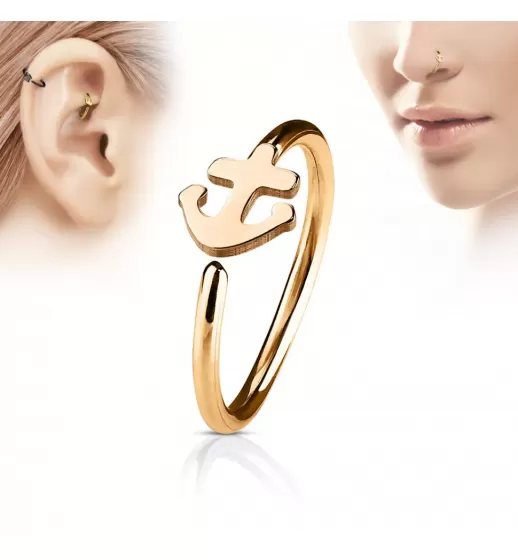Серьга кольцо в нос, трагус, хеликс PiercedFish NOCR-10 в форме якоря