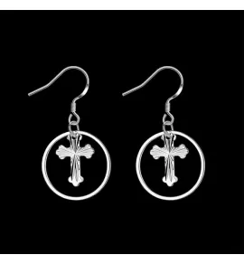 Серьги-подвески SPE-XP-14282 в форме креста