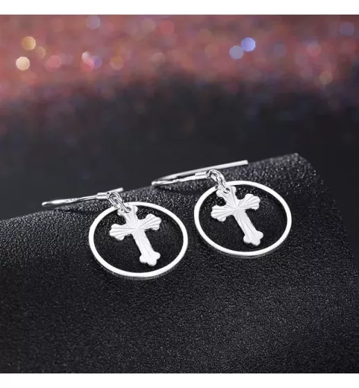 Серьги-подвески SPE-XP-14282 в форме креста