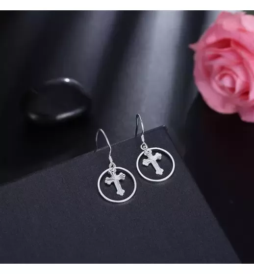 Серьги-подвески SPE-XP-14282 в форме креста
