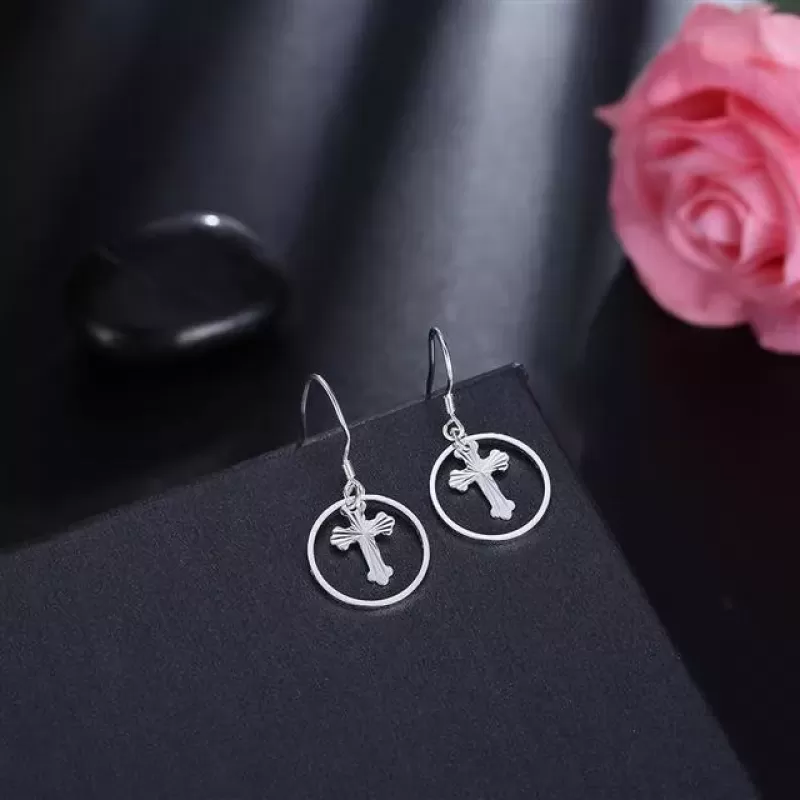 Серьги-подвески SPE-XP-14282 в форме креста