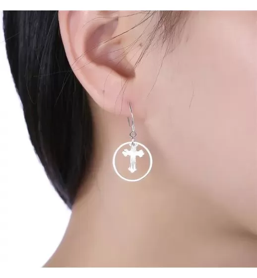 Серьги-подвески SPE-XP-14282 в форме креста