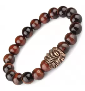 Мужской браслет из камня бычий глаз на резинке "Майя" Everiot Select LNS-2269