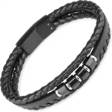 Плетеный мужской браслет из экокожи TATIC SLQ-1012K черный