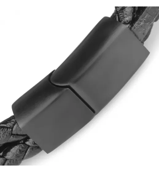 Плетеный мужской браслет из экокожи TATIC SLQ-1012K черный