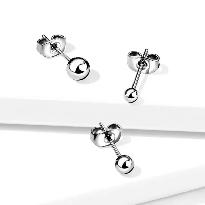 Набор 3 шт. серьги-гвоздики (пусеты) из титана TATIC SET-1/2xT23ER03 в форме шариков 3, 4 и 5 мм