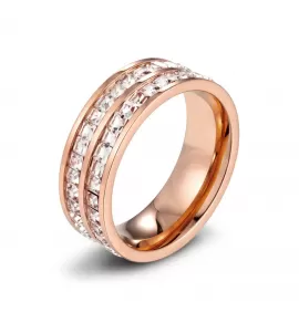 Женское кольцо дорожка из стали TATIC RSS-6716-RD покрытие розовое золото, с фианитами