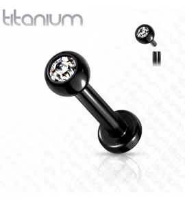 Титановая серьга лабрет Pirslab TIL03T-KC для пирсинга Монро, трагуса, хеликса, с кристаллом