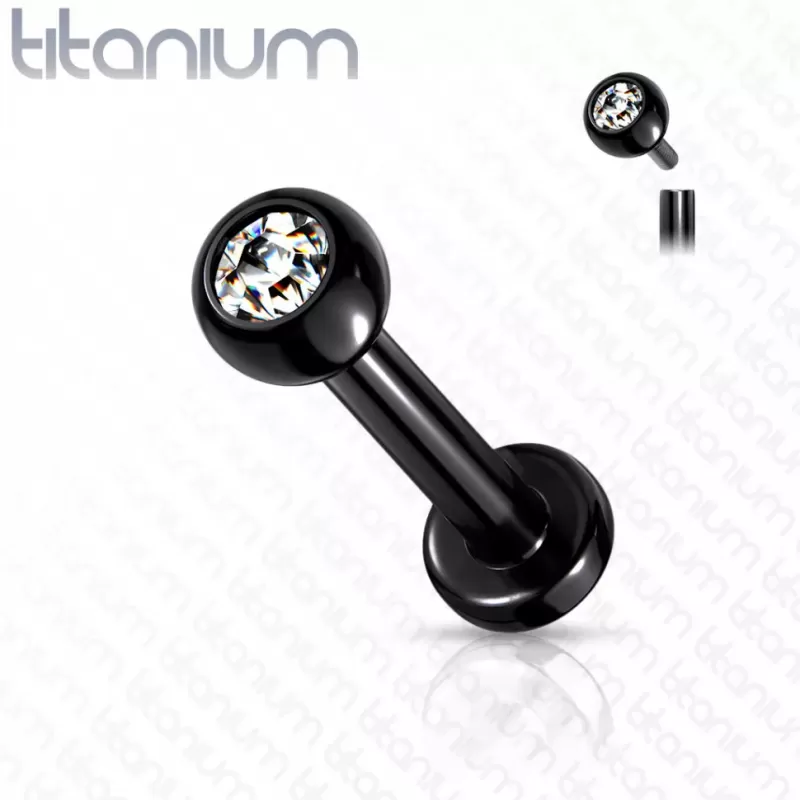 Титановая серьга лабрет Pirslab TIL03T-KC для пирсинга Монро, трагуса, хеликса, с кристаллом