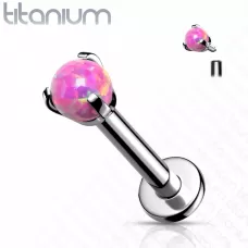 Серьга лабрет из титана для пирсинга губ, хряща уха Pirslab T23LI05-OP22 с синтетическим опалом