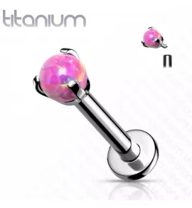 Серьга лабрет из титана для пирсинга губ, хряща уха Pirslab T23LI05-OP22 с синтетическим опалом