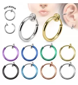 Серьга-обманка (клипса, имитация пирсинга) из стали PiercedFish SEP45 для уха, на хеликс, в нос, септум