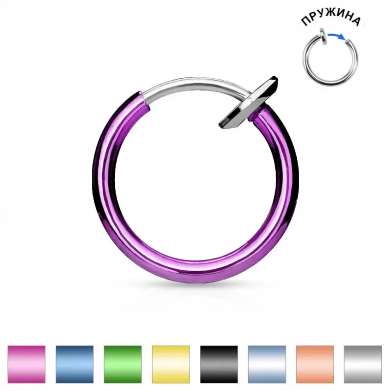 Серьга-обманка (клипса, имитация пирсинга) из стали PiercedFish SEP45 для уха, на хеликс, в нос, септум