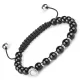 Парный браслет Шамбала Everiot Select LNS-7007 из черного агата с магнитной полусферой