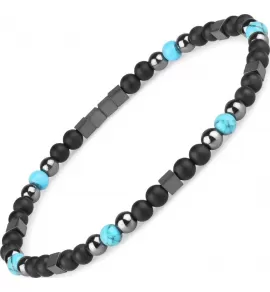 Браслет из бусин агата и бирюзы Everiot Select LNS-0288 на резинке