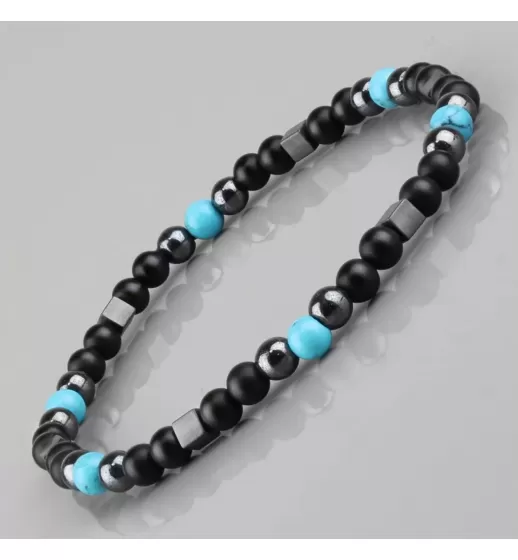 Браслет из бусин агата и бирюзы Everiot Select LNS-0288 на резинке