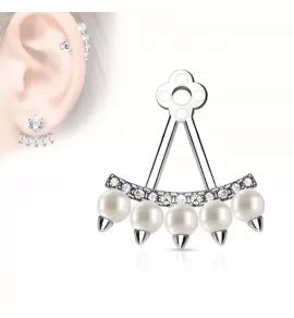 Подвеска для сережек TATIC ED-04-C с фианитами и жемчужными бусинами