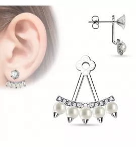 Подвеска для сережек TATIC ED-04-C с фианитами и жемчужными бусинами