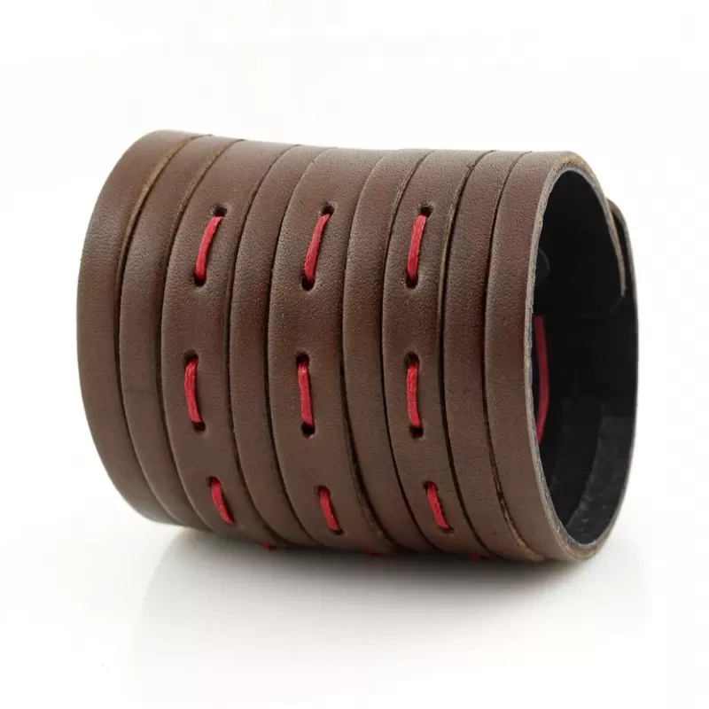 Широкий кожаный браслет Scappa P-606 коричневый