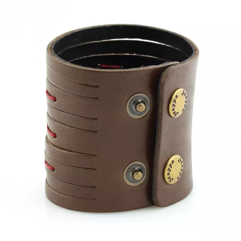 Широкий кожаный браслет Scappa P-606 коричневый