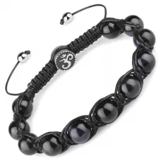 Браслет Everiot Select LNS-2266 Шамбала из камня соколиный глаз с символом "ОМ"