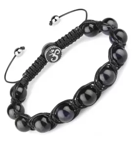 Браслет Everiot Select LNS-2266 Шамбала из камня соколиный глаз с символом "ОМ"