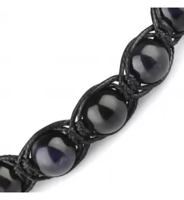 Браслет Everiot Select LNS-2266 Шамбала из камня соколиный глаз с символом "ОМ"