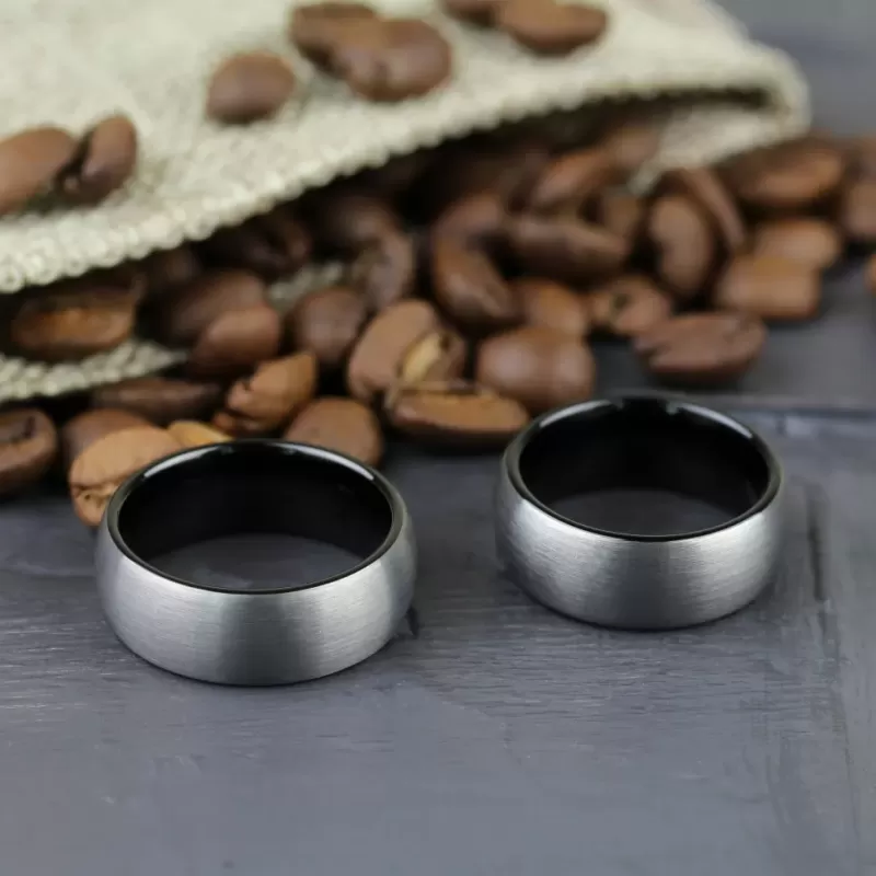 Кольцо из карбида вольфрама INFY R-TU11K матовое, черное глянцевое внутри