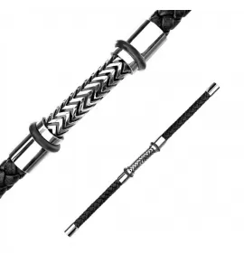 Плетеный мужской браслет из экокожи TATIC SLQ-1014S черный