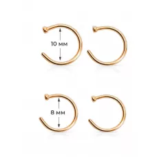 Набор серьги 4 шт. из стали для пирсинга носа PiercedFish SET-NOCPx4-RD, диаметром 8 мм и 10 мм, розовое золото