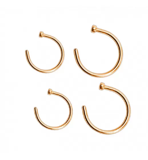 Набор серьги 4 шт. из стали для пирсинга носа PiercedFish SET-NOCPx4-RD, диаметром 8 мм и 10 мм, розовое золото