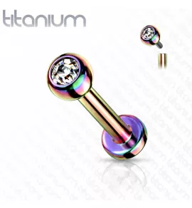 Титановая серьга лабрет Pirslab TIL03T-WC для пирсинга Монро, трагуса, хеликса, с кристаллом