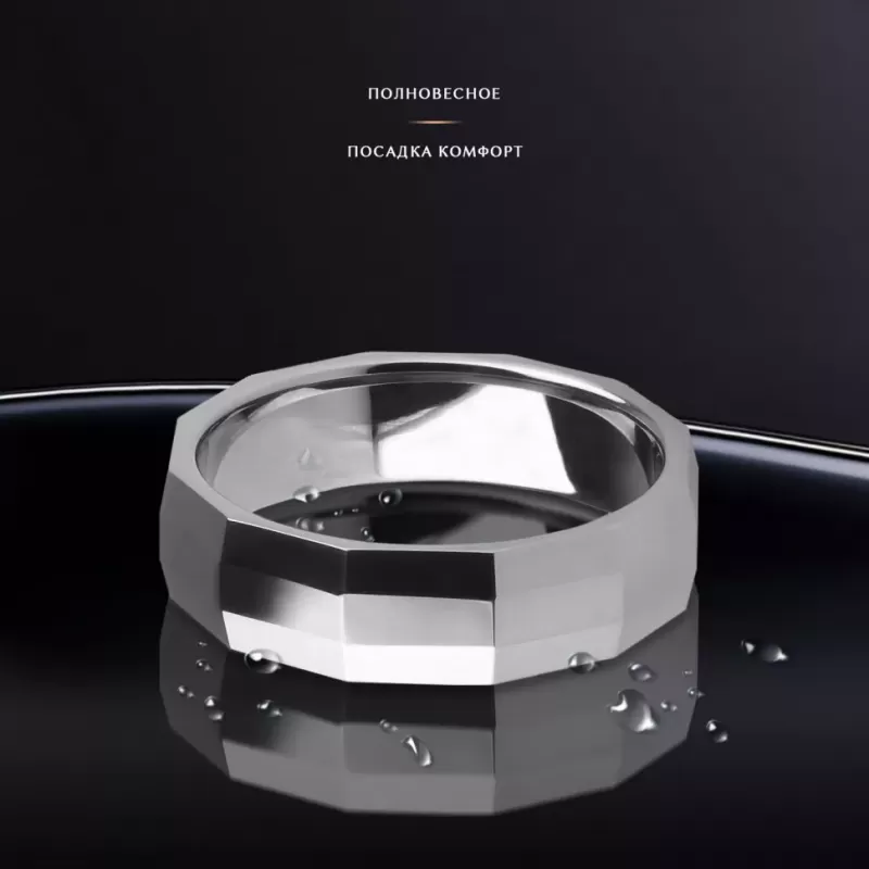 Кольцо из карбида вольфрама INFY R-TG-0107 с прямоугольными гранями