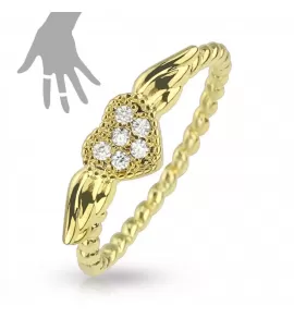 Кольцо TATIC R-A010-C с сердечком, крыльями и фианитами
