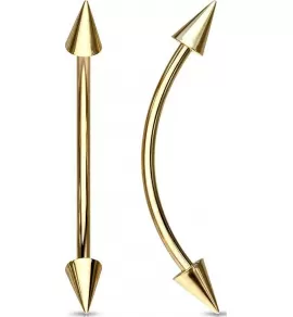 Серьга штанга с шипами PiercedFish CSE02 для брови, бридж пирсинга переносицы, сосков, языка (snake eyes)