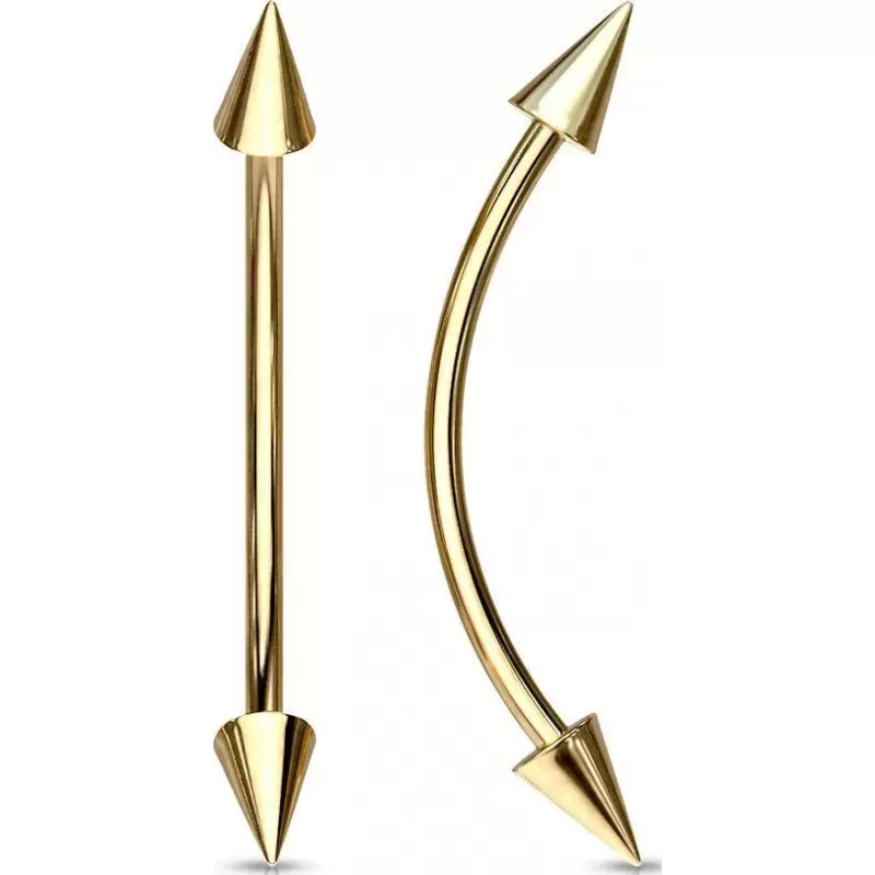 Серьга штанга с шипами PiercedFish CSE02 для брови, бридж пирсинга переносицы, сосков, языка (snake eyes)