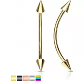 Серьга штанга с шипами PiercedFish CSE02 для брови, бридж пирсинга переносицы, сосков, языка (snake eyes)