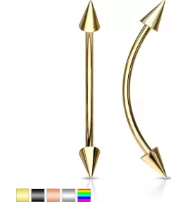 Серьга штанга с шипами PiercedFish CSE02 для брови, бридж пирсинга переносицы, сосков, языка (snake eyes)