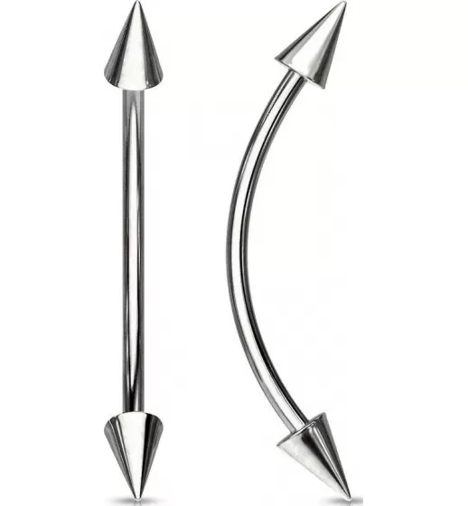 Серьга штанга с шипами PiercedFish CSE02 для брови, бридж пирсинга переносицы, сосков, языка (snake eyes)