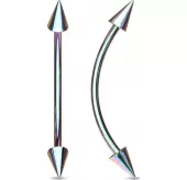 Серьга штанга с шипами PiercedFish CSE02 для брови, бридж пирсинга переносицы, сосков, языка (snake eyes)