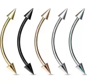 Серьга штанга с шипами PiercedFish CSE02 для брови, бридж пирсинга переносицы, сосков, языка (snake eyes)
