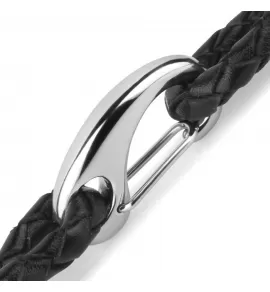 Мужской браслет-намотка из черной кожи Everiot Select LNS-5009 плетеный